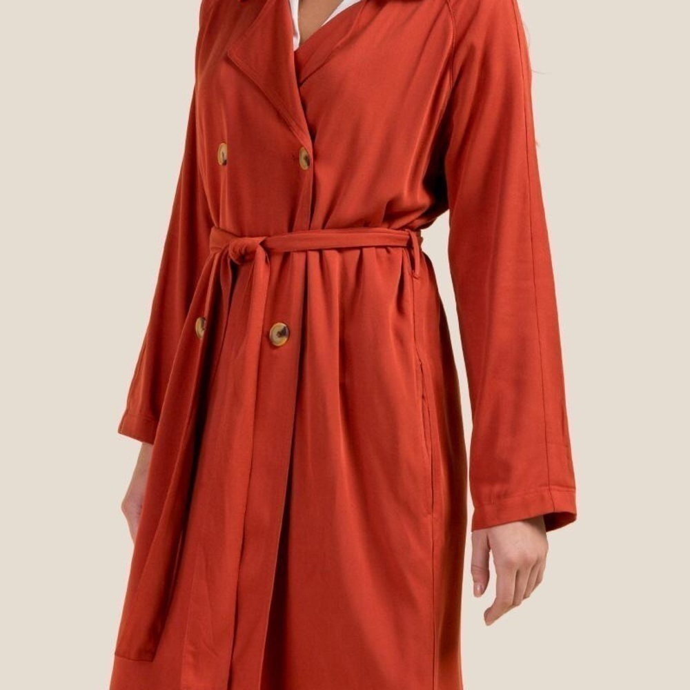 Francesca’s Burnt Orange Trench Coat - Picture 2 of 4